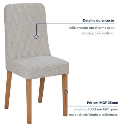 Imagem de Conjunto Sala de Jantar 4 Lugares Retangular Tampo Vidro/MDF Mesa Apogeu com Cadeiras Luar