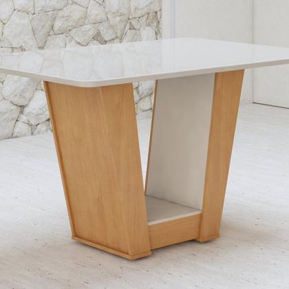 Imagem de Conjunto Sala de Jantar 4 Lugares Retangular Tampo Vidro/MDF Mesa Apogeu com Cadeiras Luar