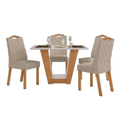 Imagem de Conjunto Sala de Jantar 4 Lugares Retangular Tampo Vidro/MDF Mesa Apogeu e Cadeiras Vênus