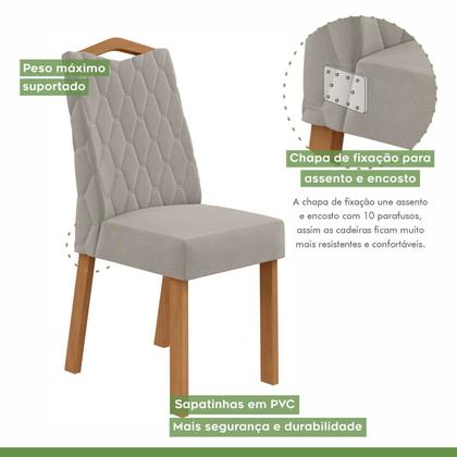 Imagem de Conjunto Sala de Jantar 4 Lugares Retangular Tampo Vidro/MDF Mesa Apogeu e Cadeiras Vênus