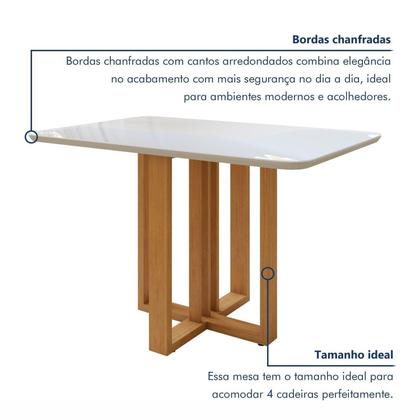 Imagem de Conjunto Sala de Jantar 4 Lugares Retangular Tampo Vidro/MDF Mesa Bold e Cadeiras Pés Madeira Jade