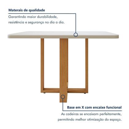 Imagem de Conjunto Sala de Jantar 4 Lugares Retangular Tampo Vidro/MDF Mesa Bold e Cadeiras Pés Madeira Lunen