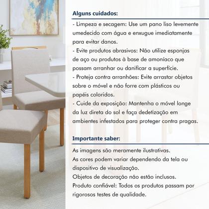 Imagem de Conjunto Sala de Jantar 4 Lugares Retangular Tampo Vidro/MDF Mesa Bold e Cadeiras Pés Madeira Lunen