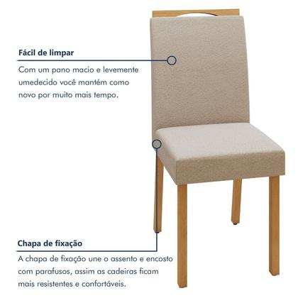 Imagem de Conjunto Sala de Jantar 4 Lugares Retangular Tampo Vidro/MDF Mesa Bold e Cadeiras Pés Madeira Lunen