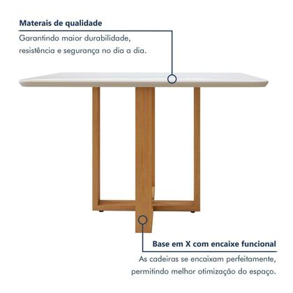Imagem de Conjunto Sala de Jantar 4 Lugares Retangular Tampo Vidro/MDF Mesa Bold e Cadeiras Pés Madeira Lunen