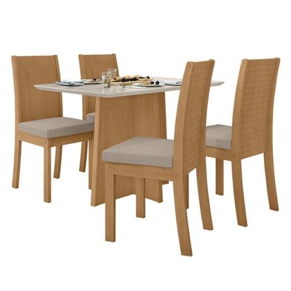 Imagem de Conjunto Sala de Jantar 4 Lugares Retangular Tampo Vidro/MDF Mesa Celebrare e Cadeiras Athenas