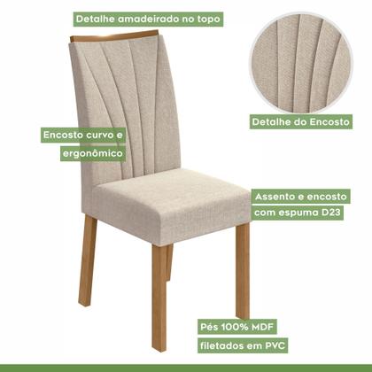 Imagem de Conjunto Sala de Jantar 4 Lugares Retangular Tampo Vidro/MDF Mesa e Cadeiras Apogeu