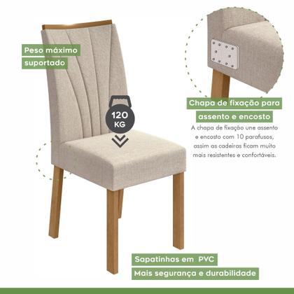 Imagem de Conjunto Sala de Jantar 4 Lugares Retangular Tampo Vidro/MDF Mesa e Cadeiras Apogeu