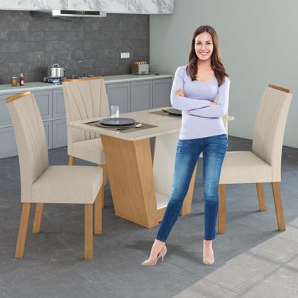 Imagem de Conjunto Sala de Jantar 4 Lugares Retangular Tampo Vidro/MDF Mesa e Cadeiras Apogeu