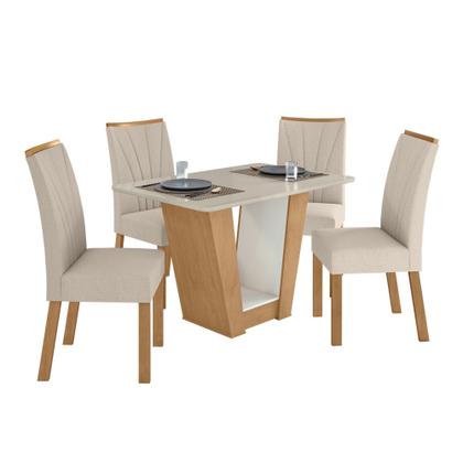 Imagem de Conjunto Sala de Jantar 4 Lugares Retangular Tampo Vidro/MDF Mesa e Cadeiras Apogeu
