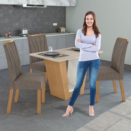 Imagem de Conjunto Sala de Jantar 4 Lugares Retangular Tampo Vidro/MDF Mesa e Cadeiras Apogeu