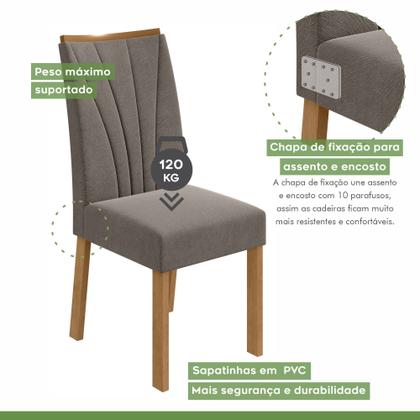 Imagem de Conjunto Sala de Jantar 4 Lugares Retangular Tampo Vidro/MDF Mesa e Cadeiras Apogeu