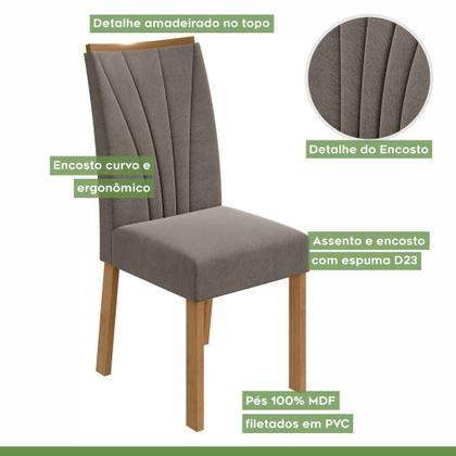 Imagem de Conjunto Sala de Jantar 4 Lugares Retangular Tampo Vidro/MDF Mesa e Cadeiras Apogeu