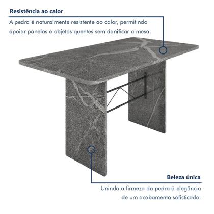 Imagem de Conjunto Sala de Jantar 6 Cadeiras 1 Mesa Tampo Granito Retangular Topázio Bianca