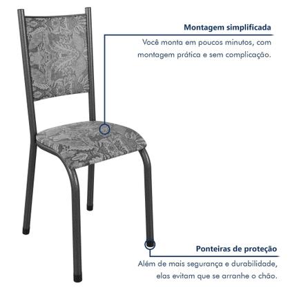 Imagem de Conjunto Sala de Jantar 6 Cadeiras 1 Mesa Tampo Granito Retangular Topázio Bianca