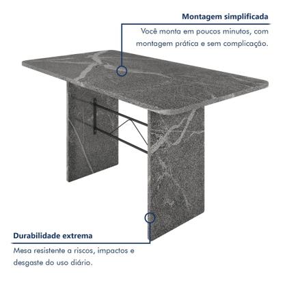 Imagem de Conjunto Sala de Jantar 6 Cadeiras 1 Mesa Tampo Granito Retangular Topázio Bianca