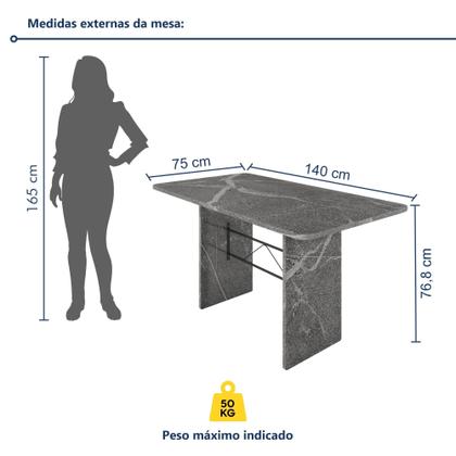 Imagem de Conjunto Sala de Jantar 6 Cadeiras 1 Mesa Tampo Granito Retangular Topázio Bianca