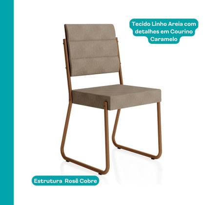 Imagem de Conjunto Sala de Jantar 6 Cadeiras Almería Carraro Petra Areia Rosê