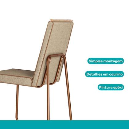 Imagem de Conjunto Sala de Jantar 6 Cadeiras Arezzo Carraro Nogal e Rosê