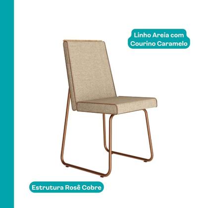 Imagem de Conjunto Sala de Jantar 6 Cadeiras Arezzo Carraro Nogal e Rosê