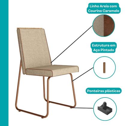 Imagem de Conjunto Sala de Jantar 6 Cadeiras Arezzo Carraro Nogal e Rosê