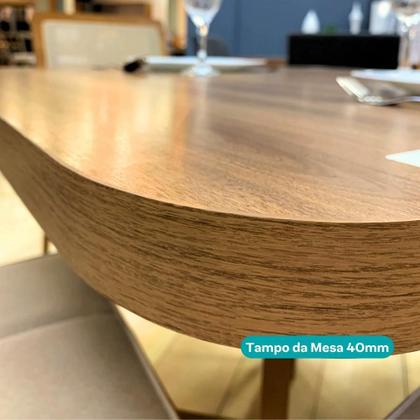 Imagem de Conjunto Sala de Jantar 6 Cadeiras Arezzo Carraro Nogal e Rosê