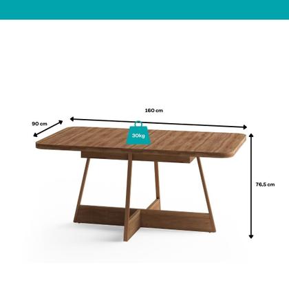 Imagem de Conjunto Sala de Jantar 6 Cadeiras Arezzo Carraro Nogal e Rosê