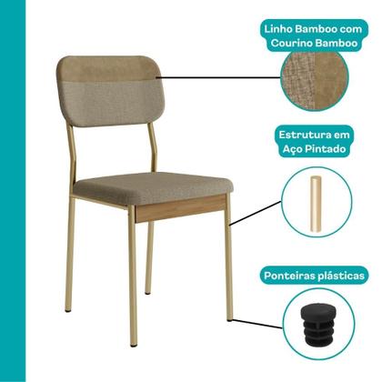 Imagem de Conjunto Sala de Jantar 6 Cadeiras Cannes Carraro Carvalho Dourado