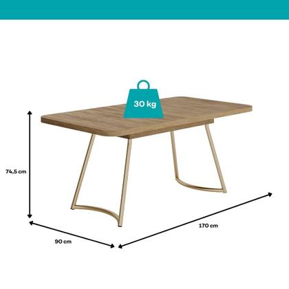 Imagem de Conjunto Sala de Jantar 6 Cadeiras Cannes Carraro Carvalho Dourado