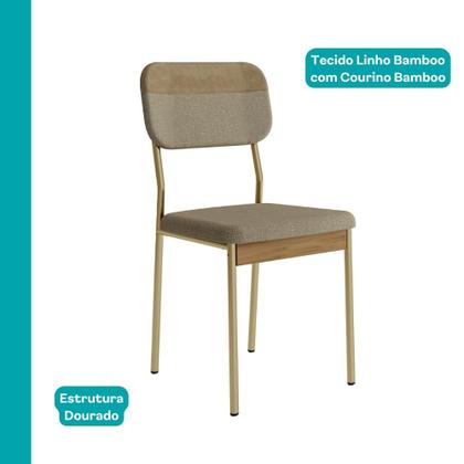 Imagem de Conjunto Sala de Jantar 6 Cadeiras Cannes Carraro Carvalho Dourado