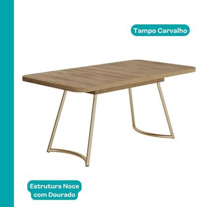 Imagem de Conjunto Sala de Jantar 6 Cadeiras Cannes Carraro Carvalho Dourado