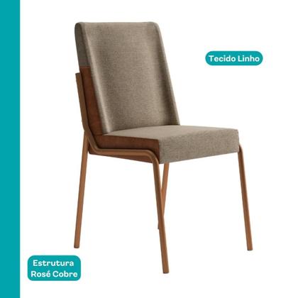 Imagem de Conjunto Sala de Jantar 6 Cadeiras Capri Carraro Off White e Rosê