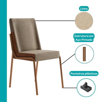 Imagem de Conjunto Sala de Jantar 6 Cadeiras Capri Carraro Off White e Rosê