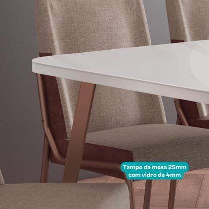 Imagem de Conjunto Sala de Jantar 6 Cadeiras Capri Carraro Off White e Rosê