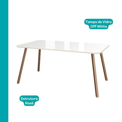 Imagem de Conjunto Sala de Jantar 6 Cadeiras Capri Carraro Off White e Rosê