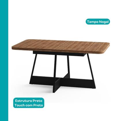 Conjunto Sala de Jantar 6 Cadeiras Charlotte Carraro Nogal com Preto Imagem de Conjunto Sala de Jantar 6 Cadeiras Charlotte Carraro Nogal com Preto