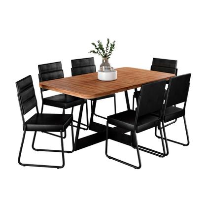 Conjunto Sala de Jantar 6 Cadeiras Charlotte Carraro Nogal com Preto Imagem de Conjunto Sala de Jantar 6 Cadeiras Charlotte Carraro Nogal com Preto