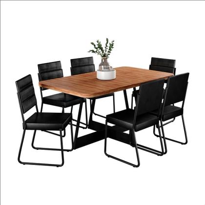 Conjunto Sala de Jantar 6 Cadeiras Charlotte Carraro Nogal com Preto Imagem de Conjunto Sala de Jantar 6 Cadeiras Charlotte Carraro Nogal com Preto