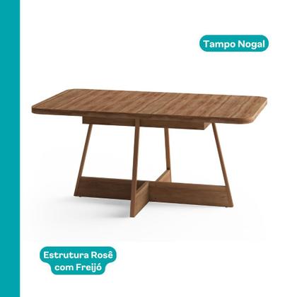 Imagem de Conjunto Sala de Jantar 6 Cadeiras Charlotte Carraro Nogal com Rose