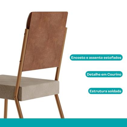 Imagem de Conjunto Sala de Jantar 6 Cadeiras Charlotte Carraro Nogal com Rose
