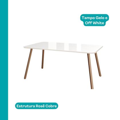 Imagem de Conjunto Sala de Jantar 6 Cadeiras Cilícia Carraro Gelo e Rosê