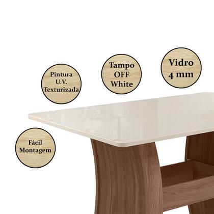 Imagem de Conjunto Sala de Jantar 6 Cadeiras com Mesa 1,35m Belgica Amêndoa