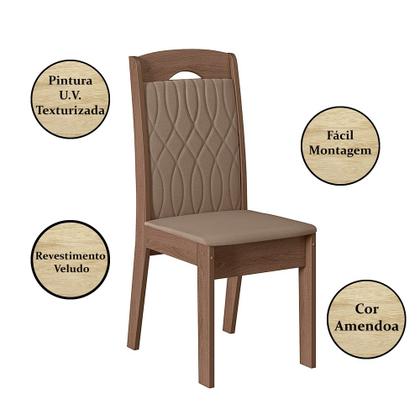 Imagem de Conjunto Sala de Jantar 6 Cadeiras com Mesa 1,35m Belgica Amêndoa