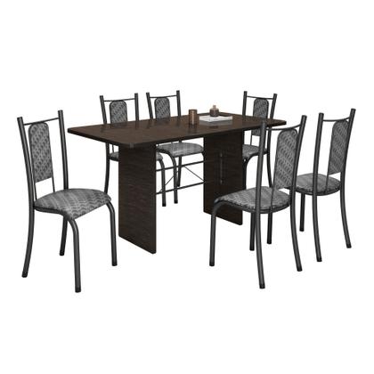 Imagem de Conjunto Sala de Jantar 6 Cadeiras Mesa 140x75cm Tampo Ardósia Indiano Isabela