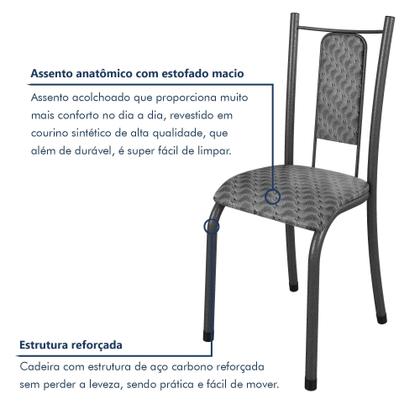 Imagem de Conjunto Sala de Jantar 6 Cadeiras Mesa 140x75cm Tampo Ardósia Indiano Isabela