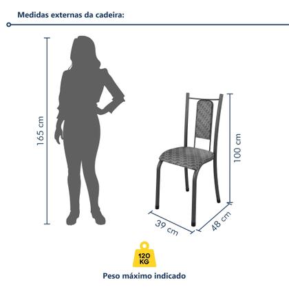 Imagem de Conjunto Sala de Jantar 6 Cadeiras Mesa 140x75cm Tampo Ardósia Indiano Isabela