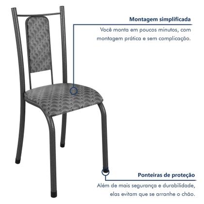 Imagem de Conjunto Sala de Jantar 6 Cadeiras Mesa 140x75cm Tampo Ardósia Indiano Isabela