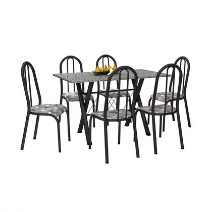 Imagem de Conjunto Sala de Jantar 6 Cadeiras Mesa Retangular Tampo em Granito Deise