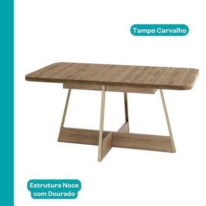 Imagem de Conjunto Sala de Jantar 6 Cadeiras Paris Carraro Carvalho Dourado