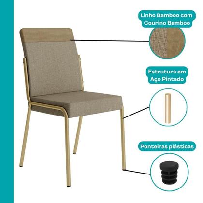 Imagem de Conjunto Sala de Jantar 6 Cadeiras Paris Carraro Carvalho Dourado